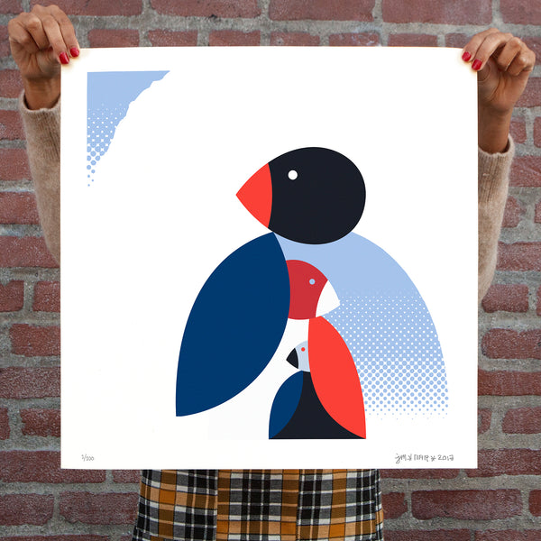 abstract of three birds each inside of another on 100# Cougar Cover white