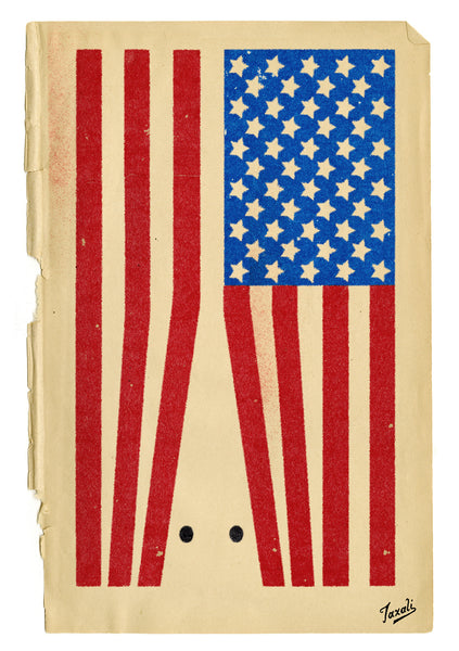 Gary Taxali - American Flag with two black dots splitting flag at bottom